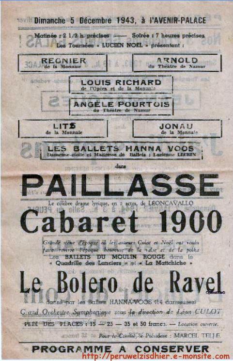 Avenir palace spectacle dimanche 5 decembre 1943